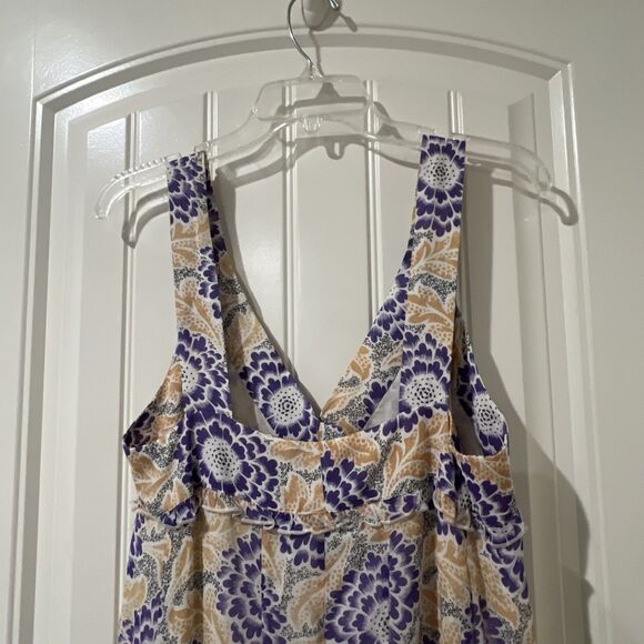 H&M Button Front Floral Pleated Ruffle Multicolor Sleeveless Maxi Dress Size 8 - Picture 10 of 11